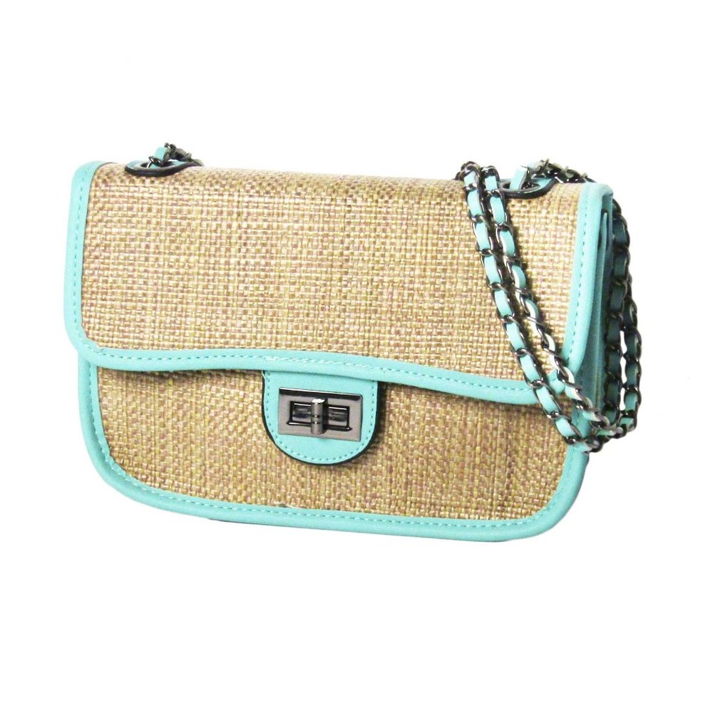 Tigerstars Mint trim Straw Cross Body Bag